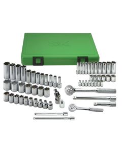 SKT94562 image(0) - S K Hand Tools 62 Pc. 6Pt Mric 1/4 & 3/8 Std & Deep Superkrome Set