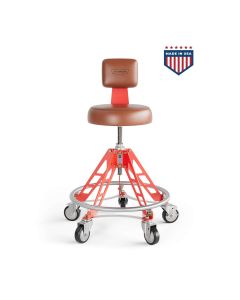 VYPESM-BR-R-EZ image(1) - Vyper Industrial 400 lb Capacity Elevated Steel Max Ez-Lift Shop Chair - Brown/Red