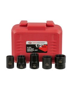 INT69100 image(0) - American Forge & Foundry Lug Nut Removal Set - 1/2 Inch Drive - 5 Piece -  Includes 3/4 Inch, 13/16 Inch, 15/16 Inch, 1 Inch and 1 1/8 Inch