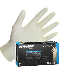 SAS650-1001 image(0) - SAS Safety Dyna Grip Powder-Free Exam Grade Latex Disposable Gloves - 7 Mil - 100PK - Small
