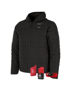 MLWM102B-212X image(0) - Milwaukee Tool M12 Heated Axis Hooded Jacket Kit with Hexon Heat Technology, 2X - Black