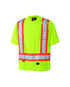 SRWV1051160U-S image(0) - Pioneer Birdseye Safety T-Shirt  - Color:  Hi-Viz Yellow/Green  - Size: S