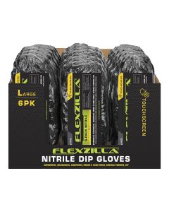 Legacy Manufacturing Flexzilla&reg; Nitrile Dip Gloves, Black, 6-Pack, L, 12-Piece PDQ