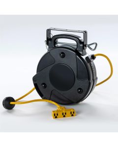 GEN2200-3000 image(0) - SafTlite by General Manufacturing Mid Size Power Supply Reel 40 Foot 12/3 SJTOW Cord 15 Amp Triple Outlet with GFCI