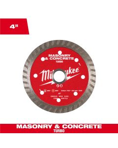 MLW49-93-9402 image(0) - Milwaukee Tool 4 inch Turbo Masonry and Concrete Diamond Blade