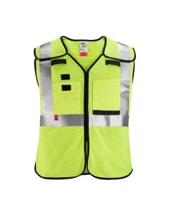 MLW48-73-5214 image(0) - Milwaukee Tool AR/FR Cat. 1 Class 2 Breakaway High Visibility Yellow Mesh Safety Vest - 4XL/5XL (ANSI/CSA)