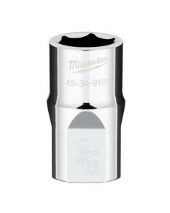 MLW45-34-9101 image(0) - Milwaukee Tool 1/2" Drive 9/16" SAE 6-Point Socket with FOUR FLAT Sides, Vanadium Steel, Chrome
