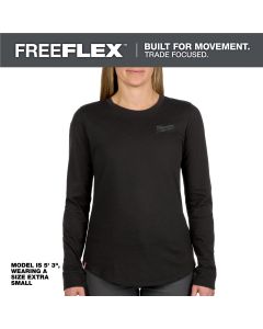 MLWF552B-L image(1) - Milwaukee Tool Womens FREEFLEX Hybrid Tee - Long Sleeve Black L