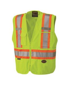 SRWV1021260U-S image(0) - Pioneer Pioneer - Zip-Up Snap Break Away Safety Vest - Hi-Vis Yellow/Green - Size Small