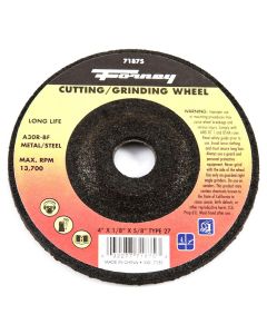 FOR71875 image(1) - Forney Industries Grinding Wheel, Metal, Type 27, 4 in x 1/8 in x 5/8 in