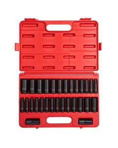 SUN5153DD image(0) - SUNEX 1/2" Drive 29 Piece SAE and Metric Deep Impact Soc
