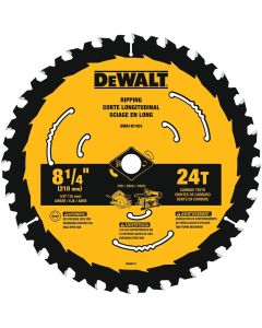 DWTDWA181424 image(0) - DEWALT 8-1/4 In Carbide Circular Saw Blade 24 Tooth with 5/8 in Arbor (1 Pack)