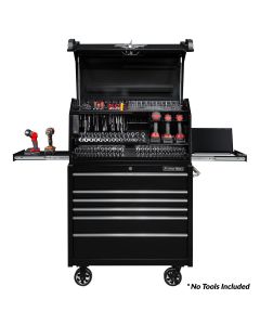 EXTPWSRC4124TK image(1) - Extreme Tools PWS Series 41in W x 24in D Extreme Portable Workstation and 41in W x 25in D 6-Drawer Roller Cabinet Combo, Textured Black