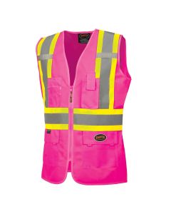 SRWV1021840U-2XL image(0) - Pioneer Women's Custom Fit Hi-Vis Mesh Back Safety Vest  - Color:  Pink  - Size: 2XL