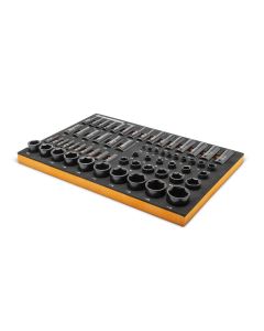 KDTGWMSISKSAE image(0) - GearWrench 63 Piece 1/4 Inch , 3/8 Inch , 1/2 Inch  Drive 6 Point SAE Impact Socket Set Inch Foam Storage Tray