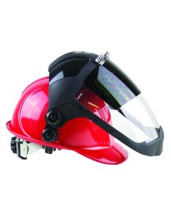 SRWS32162B image(0) - Sellstrom Sellstrom - Face Shield - DP4 Series - 9" x 12.125" x 0.060" Window - Clear AF with Shade 6 IR Cobalt Flip Visor - Universal Hard Hat Slot Adaptor Headgear