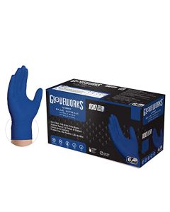 AMXGWRBN46100 image(0) - Gloveworks Royal Blue Nitrile Raised Diamond Texture Disposable Gloves, Size Large