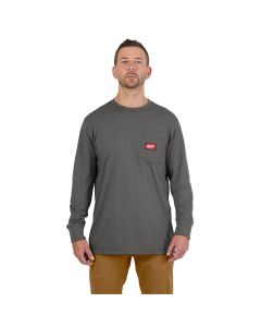 MLW606G-L image(1) - Milwaukee Tool GRIDIRON Pocket T-Shirt - Long Sleeve Gray L