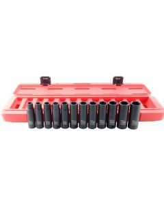 KTI38200 image(3) - K Tool International Impact Socket Set 12 Piece Metric Thin Wall 1/2 in. Drive - Deep