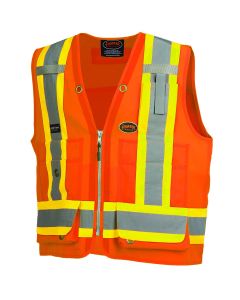 SRWV1010151U-3XL image(0) - Pioneer Pioneer - Woven 150D Multi-Pocket Surveyor Vest - Hi-Vis Orange - Size 3XL