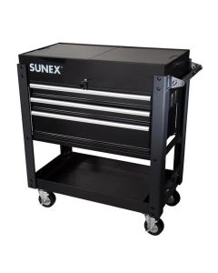 SUN8035XTBK image(1) - SUNEX 3 Drawer Slide Top Utility Cart with Power Strip Black