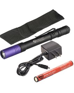 STL66148 image(0) - Streamlight Stylus Pro USB UV 400 Nanometer Ultraviolt LED Penlight with 120V AC Charge Cord - Black