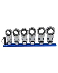 VIMNORA150XL image(0) - VIM Tools 6 Piece 12 Point Offset, Flex Head Ratcheting Wrench Attachments (14 - 19 mm)