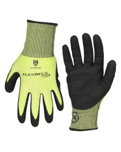 LEGGC160PL image(0) - Legacy Manufacturing Flexzilla® Pro Cut Resistant Sandy Nitrile Dip Gloves, ANSI Level 5, Black/ZillaGreen™, L