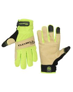 Legacy Manufacturing Flexzilla® Pro High Dexterity Water-Resistant Hybrid Grain Leather Gloves, Natural/Black/ZillaGreen™, M
