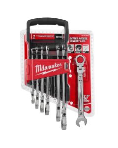 MLW48-22-9529 image(1) - Milwaukee Tool 7pc Metric Flex Head Ratcheting Combination Wrench