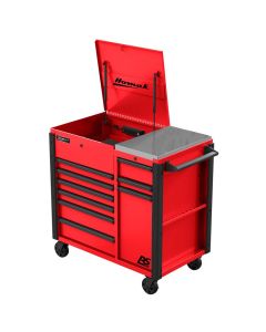 HOMRD06044090 image(0) - Homak Manufacturing 44" RSPRO 9-DRAWER POWER SERVICE CART-RED