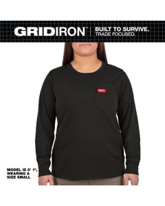 MLWF551B-XS image(0) - Milwaukee Tool Womens GRIDIRON Pocket T-Shirt - Long Sleeve Black XS