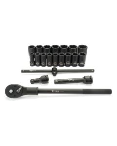 TIT44002 image(1) - Titan 20 pc. 3/4 in. Dr 6 pt. Metric Impact Socket Set