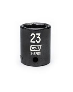 KDT84535N image(0) - GearWrench 1/2 Inch Drive 6 Point Standard Impact Metric Socket 23mm