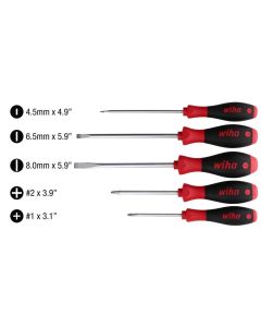WIH30277 image(1) - Wiha Tools  5 Piece SoftFinish Slotted and Phillips Screwdriver Set