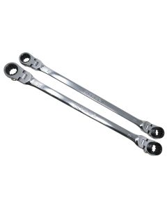 KTIXDDBM4 image(1) - K Tool International Wrench Set 2 Piece Metric Ratcheting Reversible Flexible Extra Long Double Box Universal Spline 90 Tooth