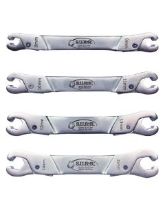SRRRLW400 image(2) - S.U.R.&R. RLW400 Ratcheting Line Wrench Set of 4 with 4-Slot Pouch- SAE/Metric