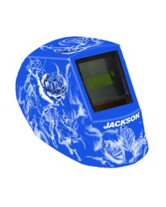 JCK47104 image(0) - Jackson Safety Welding Helmet - Auto Darkening - Nylon - 3.94" x 2.64" Viewing Area - Shade 10 Fixed ADF 1/1/1/1 - 370 Speed Dial Headgear - Reapers n' Roses Graphics