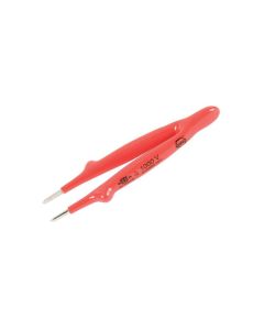 Wiha Tools Insul. Tweezers Serrated, Straight Blunt 130mm Oal (5")