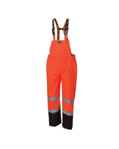 SRWV1200451U-L image(0) - Pioneer Pioneer - 300D Ripstop Waterproof Safety Bib Pant - Hi-Vis Orange - Size Large