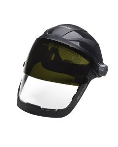 Jackson Safety Face Shield - QUAD 500 Premium Multi-Purpose Series - 9' x 12.125' x 0.060" Window - Clear AF with Shade 8 IR Flip Visor - 370 Speed Dial Headgear