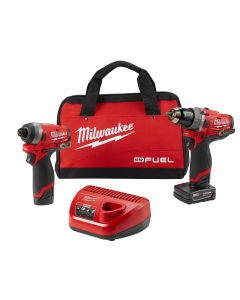 MLW2598-22 image(0) - Milwaukee Tool M12 FUEL 2-Tool Combo Kit: 1/2" Hammer Drill and 1/4" Hex Impact Driver