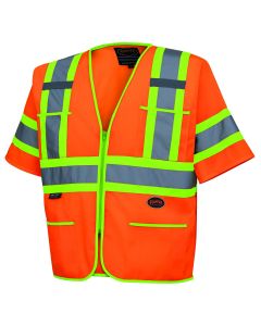 Pioneer Pioneer - Polyester Tricot Sleeved Safety Vest - Hi-Vis Orange - Size 3XL