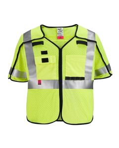 MLW48-73-5234 image(0) - Milwaukee Tool AR/FR Cat. 1 Class 3 Breakaway High Visibility Yellow Mesh Safety Vest - 4XL/5XL (ANSI/CSA)