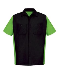 VFISY20BL-SS-3XL image(0) - Workwear Outfitters Men's Short Sleeve Two-Tone Crew Shirt Black/Lime, 3XL