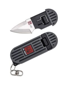 SUNAMK1001GYBK image(1) - SUNEX Al Mar Stringer D2 Wedge Blade Keychain Knife in Giftable Box - Grey/Black