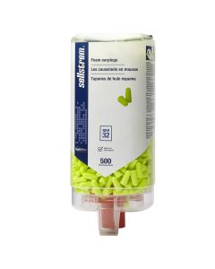 SRWS23413 image(0) - Sellstrom Earplugs - Disposable - Foam Bullet Shape - Uncorded - NRR 32 - Hi-Viz Green - 500 Pair Wall Dispenser