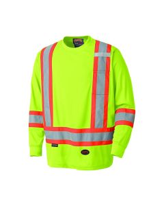 SRWV1051260U-M image(0) - Pioneer Birdseye Long-Sleeved Safety Shirt  - Color:  Hi-Viz Yellow/Green  - Size: M