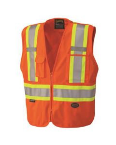 SRWV1021150U-L image(0) - Pioneer Zip-Up Snap Break Away Safety Vest  - Color:  Hi-Vis Orange  - Size: L
