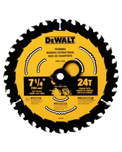 DWTDWA171424 image(3) - DEWALT 7-1/4 In Carbide Circular Saw Blade 24 Tooth with 5/8 in Arbor (1 Pack)